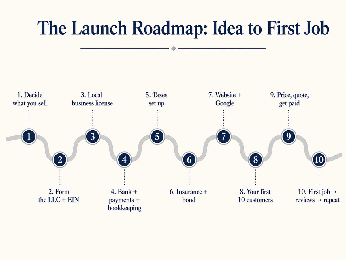 The launch roadmap, idea to first job